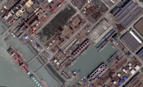 Jiangnan Shipyard, Shanghai as seen on Google Earth, January 3, 2016