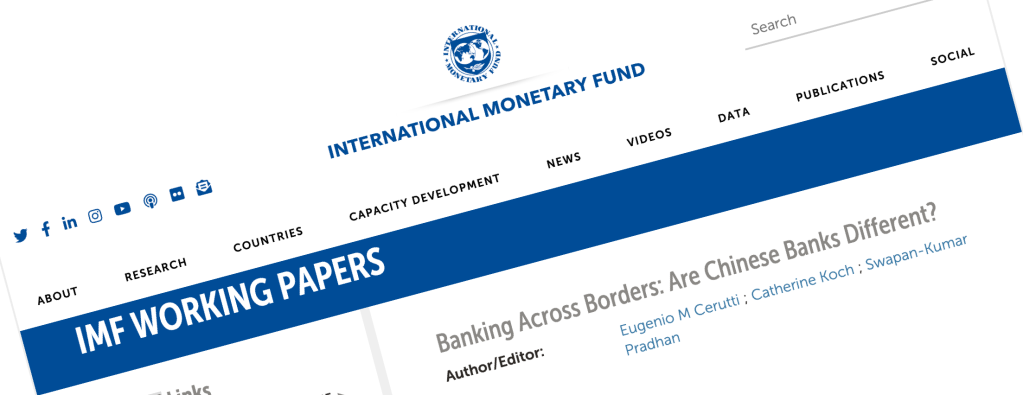 Screenshot of IMF Working Paper, Banking Across Borders: Are Chinese Banks Different?
