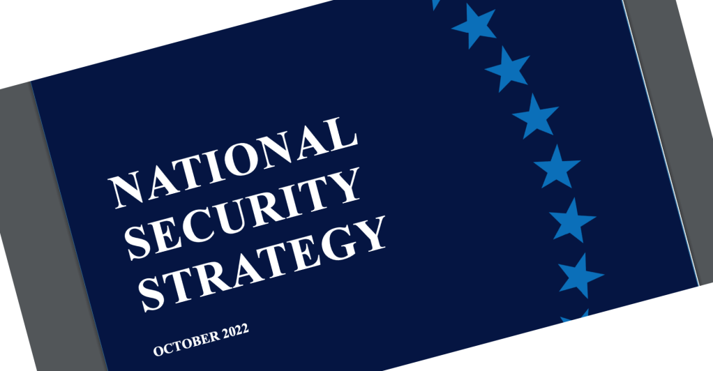 Screenshot of cover page of US National Security Strategy document, 2022