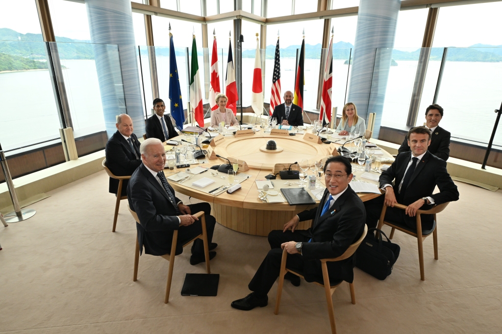 Leaders of the G7 seen during their Hiroshima summit meeting, May 2023. Photo credit: G7